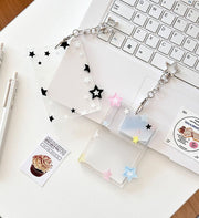 フォトキーホルダー 単品 1個 トレカケース キーホルダー ナスカン付き 星 スター チェキケース ストラップ 写真 トレカ チェキ カード 推し活 アイドル かわいい キュート おしゃれ