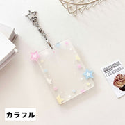 フォトキーホルダー 単品 1個 トレカケース キーホルダー ナスカン付き 星 スター チェキケース ストラップ 写真 トレカ チェキ カード 推し活 アイドル かわいい キュート おしゃれ