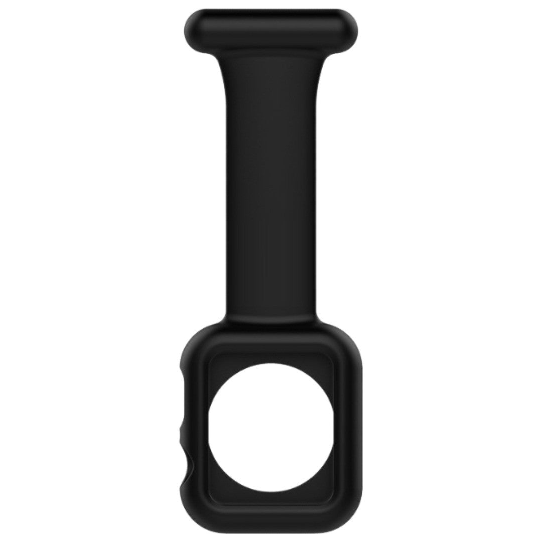 Apple Watch用バンド シリコンストラップ 安全ピン付き 丸洗い カンタン装着 やわらかい 服につける カバンにつける アップルウォッチ用 ナースウォッチ用 腕時計バンド 交換ベルト 付け替えバンド 互換ベルト シリコン製 かわいい おしゃれ 付け替え シンプル 無地 ブラック 黒 ホワイト 白