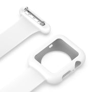 Apple Watch用バンド シリコンストラップ 安全ピン付き 丸洗い カンタン装着 やわらかい 服につける カバンにつける アップルウォッチ用 ナースウォッチ用 腕時計バンド 交換ベルト 付け替えバンド 互換ベルト シリコン製 かわいい おしゃれ 付け替え シンプル 無地 ブラック 黒 ホワイト 白