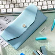 お札入れ 札入れ 財布 薄型 長財布 ウォレット スリム 軽量 極薄 お札 通帳 ペンケース 小物入れ フェイクレザー 無地 シンプル 男女兼用