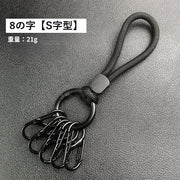 キーホルダー 5連 カラビナフック ストラップ付き キーリング 簡単着脱 取り外し可能 持ち歩き便利 シンプル 小物掛け 鍵 カギ アウトドア キャンプ 登山 お出掛け