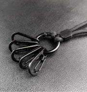 キーホルダー 5連 カラビナフック ストラップ付き キーリング 簡単着脱 取り外し可能 持ち歩き便利 シンプル 小物掛け 鍵 カギ アウトドア キャンプ 登山 お出掛け