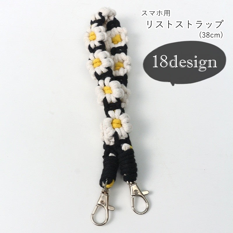 リストストラップ ハンドストラップ スマホストラップ 携帯ストラップ スマホ用アクセサリー スマホ関連雑貨 ナスカン レバーカン 落下防止 お花 フラワー ハンドメイド風 カラフル グリーン ピンク ポップ 可愛い カジュアル おしゃれ ガーリー フェミニン お揃い ペアルック