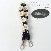 リストストラップ ハンドストラップ スマホストラップ 携帯ストラップ スマホ用アクセサリー スマホ関連雑貨 ナスカン レバーカン 落下防止 お花 フラワー ハンドメイド風 カラフル グリーン ピンク ポップ 可愛い カジュアル おしゃれ ガーリー フェミニン お揃い ペアルック