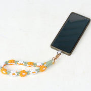 リストストラップ ハンドストラップ スマホストラップ 携帯ストラップ スマホ用アクセサリー スマホ関連雑貨 ナスカン レバーカン 落下防止 お花 フラワー ハンドメイド風 カラフル グリーン ピンク ポップ 可愛い カジュアル おしゃれ ガーリー フェミニン お揃い ペアルック