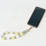 リストストラップ ハンドストラップ スマホストラップ 携帯ストラップ スマホ用アクセサリー スマホ関連雑貨 ナスカン レバーカン 落下防止 お花 フラワー ハンドメイド風 カラフル グリーン ピンク ポップ 可愛い カジュアル おしゃれ ガーリー フェミニン お揃い ペアルック