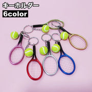 キーホルダー キーリング テニス ラケット ボール スポーツ 男 女 お揃い メンズ レディース おしゃれ ユニーク プレゼント ギフト ファッション小物