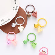 キーリング キーホルダー バッグチャーム 丸型カラビナ プラスチック製 チャーム 鈴付き チーズ かわいい 可愛い おしゃれ