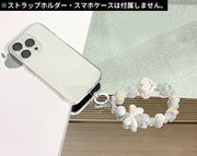 スマホストラップ ハンドストラップ リストストラップ 手首 落下防止 ビーズ ハート リボン キーホルダー バッグチャーム 可愛い