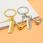 キーホルダー キーリング バッグチャーム 金属製 ドライヤー ハサミ 櫛 クシ コーム プレゼント ギフト ユニーク おしゃれ