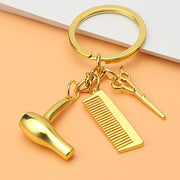 キーホルダー キーリング バッグチャーム 金属製 ドライヤー ハサミ 櫛 クシ コーム プレゼント ギフト ユニーク おしゃれ