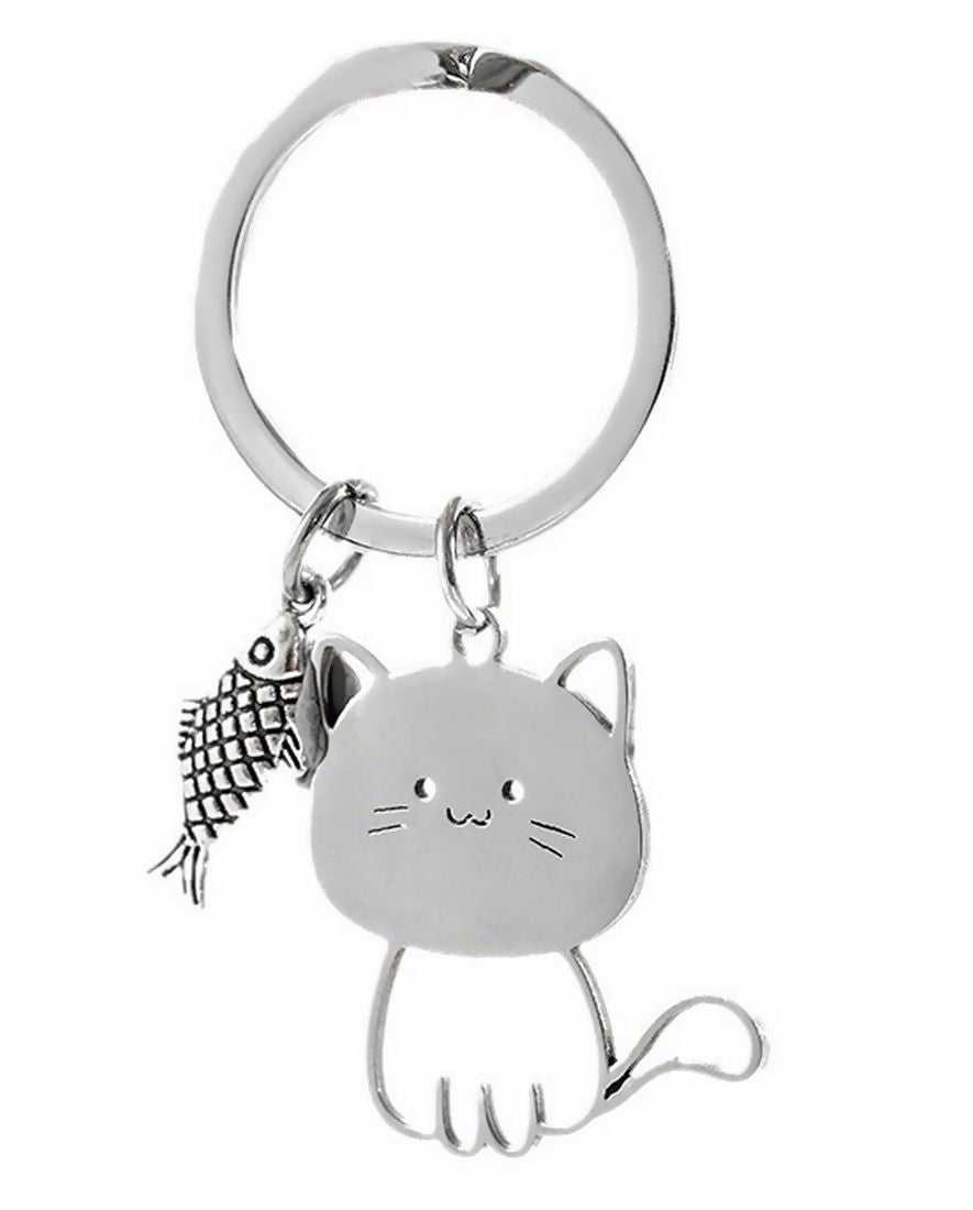 キーホルダー キーリング キーチャーム バッグチャーム 猫 ネコ ねこ キャット お魚 鍵 カギ 紛失防止 メンズ レディース 男女兼用 かわいい プレゼント ギフト 贈り物