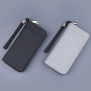 長財布 ストラップ付き メンズ カード入れ スマホ入れ キャンバス 無地 大容量 ファスナー レシート お札 ウォレット おしゃれ プレゼント 便利 男性用 父の日 黒 グレー