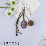 キーホルダー キーリング バッグチャーム テニスラケット ボール ボンボン 揺れる 小物 アクセサリー ナスカン かわいい おしゃれ