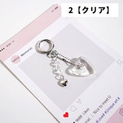 キーホルダー バックチャーム レディース 女性 女の子 カラビナ メタルチャーム ハート キュート かわいい プレゼント 推し活 おそろい 揺れる 贈り物