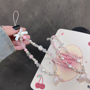 スマホストラップ ハンドストラップ リストストラップ 女性 女の子 手首 落下防止 人魚 ビーズ リボン かわいい キーホルダー