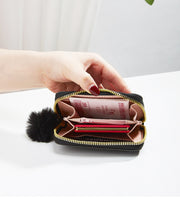 ミニ財布 カードケース カード入れ コインケース コンパクト 小さい 軽量 かわいい 小銭入れ 財布 レディース 女性 ポンポン ぽんぽん フェイクレザー レザー調 ハート シンプル コンパクト 小学生 中学生 高校生 大人 刺繍