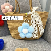 バッグチャーム キーホルダー バッグ用アクセサリー レディース 女性 ファーチャーム フラワー キーリング付き ふわふわ 花 かわいい プレゼント