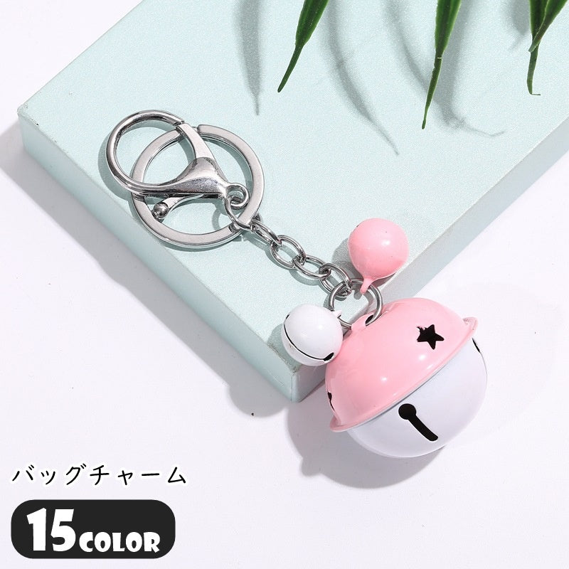 バッグチャーム キーホルダー キーリング レディース 女性 メンズ 男性 ユニセックス 男女兼用 お揃い ペアルック ファッション雑貨 鈴 二重リング カニカン レバーカン チェーン ツートンカラー バイカラー 星 スター ポップ カジュアル 可愛い キュート 推し活