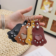 遺毛入れ キーホルダー キーリング バッグチャーム 収納ケース 犬 イヌ 猫 ネコ ペット用 レザー調 ひげ ヒゲ 肉球 思い出 メモリアル 保管 持ち運び かわいい