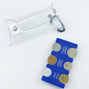 コインケース コインホルダー コイン入れ 小銭入れ ミニ財布 硬貨収納 透明クリアポーチ カラビナ付き 大容量 軽量 コンパクト