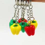 キーホルダー 5個セット キーリング バッグチャーム 野菜 ピーマン パプリカ かわいい ユニーク 小物