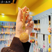バッグチャーム キーホルダー キーリング レディース 大きめ ボール 球 玉 ラインストーン キラキラ ストラップ 丸型カラビナ付き