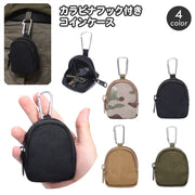 コインケース ベルトポーチ メンズ カラビナ付き コンパクト ファスナー 小物入れ 小銭入れ メッシュポケットミニポーチ 迷彩 無地 おしゃれ かっこいい 男性用 女性用 男女兼用