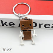 キーホルダー キーリング キーチェーン ロボット バッグチャーム レトロ 小物 雑貨 手足が動く 揺れる かわいい かっこいい おしゃれ ユニーク プレゼント ギフト お揃い 金色 銀色 ブロンズ