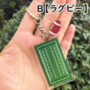キーホルダー スポーツ 部活 バックチャーム 野球 ラグビー バスケ サッカー ピックルボール 男の子 女の子 男女兼用 アクセサリー おしゃれ かっこいい かわいい 学校 運動