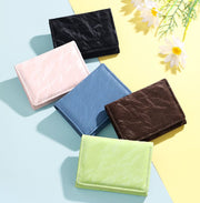 三つ折り財布 カードケース カード入れ お札入れ レディース 女性 財布 ミニ財布 ミニサイズ コンパクト レザー調 シンプル かわいい おしゃれ 収納 ボタン 無地 母の日 ホワイトデー 誕生日 20代 30代 40代 50代 60代 プレゼント ギフト