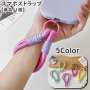 スマホストラップ ハンドストラップ 太丸紐 丸型カラビナ リング型 落下防止 紛失防止 カメラ デジカメ キーホルダー キーリング おしゃれ かわいい