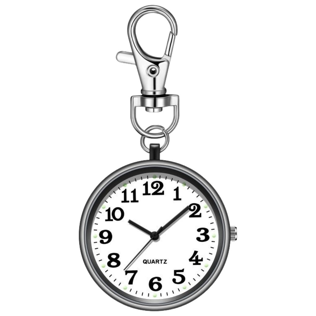 懐中時計 キーホルダー 時計 電池式 ナースウォッチ ナスカン コンパクト 軽量 シンプル かわいい おしゃれ 看護師 男女兼用