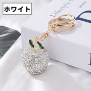 バッグチャーム キーホルダー リンゴ りんご アップル ラインストーン バッグアクセサリー 小物 レディース キラキラ かわいい お洒落 プレゼント 贈り物