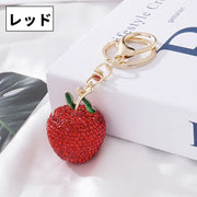 バッグチャーム キーホルダー リンゴ りんご アップル ラインストーン バッグアクセサリー 小物 レディース キラキラ かわいい お洒落 プレゼント 贈り物