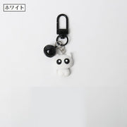 キーホルダー キーリング バッグチャーム カラビナ付き 猫 ネコ キャット 鈴 吊り下げ かわいい ブラック ホワイト プレゼント ギフト 景品