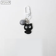 キーホルダー キーリング バッグチャーム カラビナ付き 猫 ネコ キャット 鈴 吊り下げ かわいい ブラック ホワイト プレゼント ギフト 景品