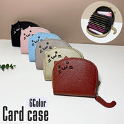 カードケース ミニ財布 小銭入れ カードホルダー 猫 ネコ レディース 女性 婦人 フェイクレザー じゃばら ファスナー 大容量 猫耳 ラウンドファスナー カード入れ 尻尾 しっぽ かわいい キュート お洒落 コンパクト 贈り物 プレゼント 大人 ギフト 母の日 誕生日 クリスマス