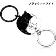 キーホルダー 単品 1個 キーリング ダブルリング メンズ 男性 レディース 女性 男女兼用 ユニセックス カップル 友人 兄弟 姉妹 ネコ 猫 キャット かわいい キュート ハグ 贈り物 プレゼント