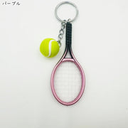キーホルダー キーリング レディース 女性 メンズ 男性 ユニセックス 男女兼用 お揃い ペアルック ファッション雑貨 テニスラケット テニスボール 二重リング チェーン スポーツモチーフ 部活モチーフ シンプル カジュアル スポーティ かわいい 可愛い キュート おしゃれ