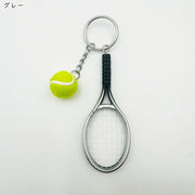 キーホルダー キーリング レディース 女性 メンズ 男性 ユニセックス 男女兼用 お揃い ペアルック ファッション雑貨 テニスラケット テニスボール 二重リング チェーン スポーツモチーフ 部活モチーフ シンプル カジュアル スポーティ かわいい 可愛い キュート おしゃれ
