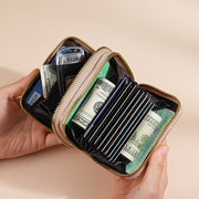 ミニ財布 財布 カードケース オルガンカードケース 女性 レディース 婦人 ダブルジッパー 2層 レザー調 フェイクレザー キラキラ かわいい おしゃれ