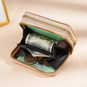ミニ財布 財布 カードケース オルガンカードケース 女性 レディース 婦人 ダブルジッパー 2層 レザー調 フェイクレザー キラキラ かわいい おしゃれ