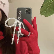 スマホチャーム 単品 1個 スマートフォンストラップ スマホストラップ リボンチャーム バッグチャーム 大きめ フェイクパール パール調 リボン バックチャーム 蝶結び キュート おしゃれ かわいい ブラック グレー ホワイト