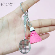 キーホルダー キーリング バッグチャーム バドミントン ラケット シャトル 羽 2重リング 飾り 小物 アクセサリー かわいい プレゼント ギフト