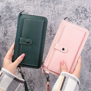 長財布 ロングウォレット レディース PUレザー 二つ折り 大容量 カード収納 小銭入れ 薄型 スリム スマホ収納 ストラップ付き
