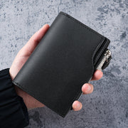 メンズ用三つ折り財布 お財布 男性 紳士 コンパクト カード収納 小銭 コイン 紙幣 お札 ファスナー クリア窓付き 定期 ICカード プレゼント
