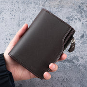 メンズ用三つ折り財布 お財布 男性 紳士 コンパクト カード収納 小銭 コイン 紙幣 お札 ファスナー クリア窓付き 定期 ICカード プレゼント