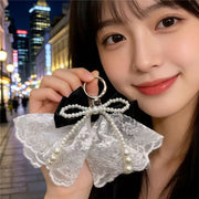バッグチャーム キーホルダー レディース 女性 ファッション雑貨 バッグ用アクセサリー リボン レース フェイクパール マルカン 大きめ カジュアル ポップ フェミニン ガーリー 可愛い かわいい キュート おしゃれ